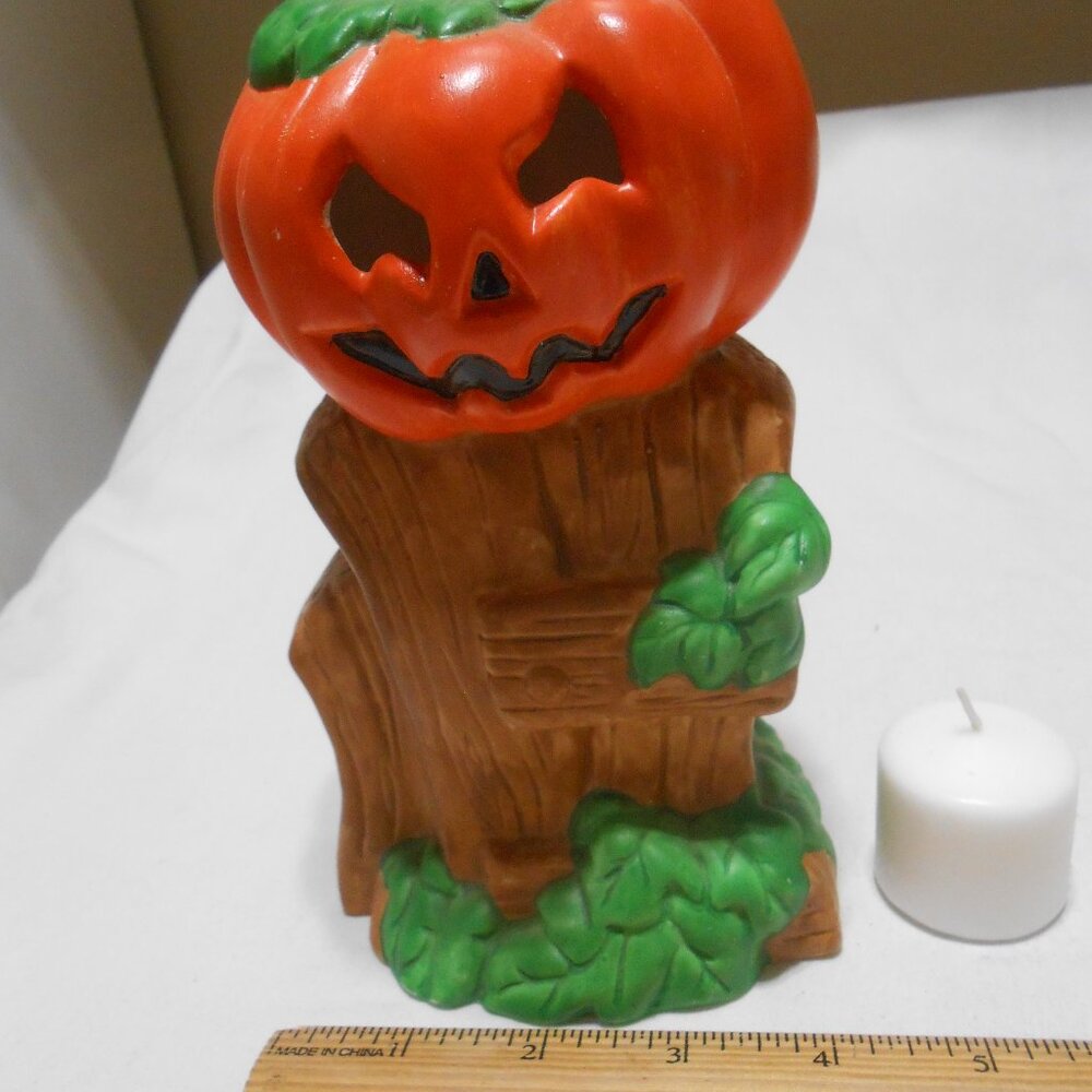 Vtg Porcelain Tea Lite Candle holder pumpkin Table topper Kingdom of Thailand 🎃